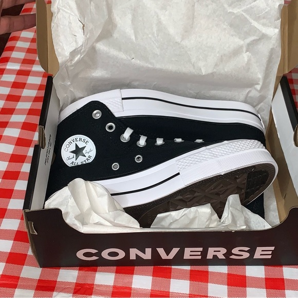 Women CONVERSE Chuck Taylor All Star  CTAS LIFT HI BLACK WHITE 560845F Size 6 - Picture 9 of 16